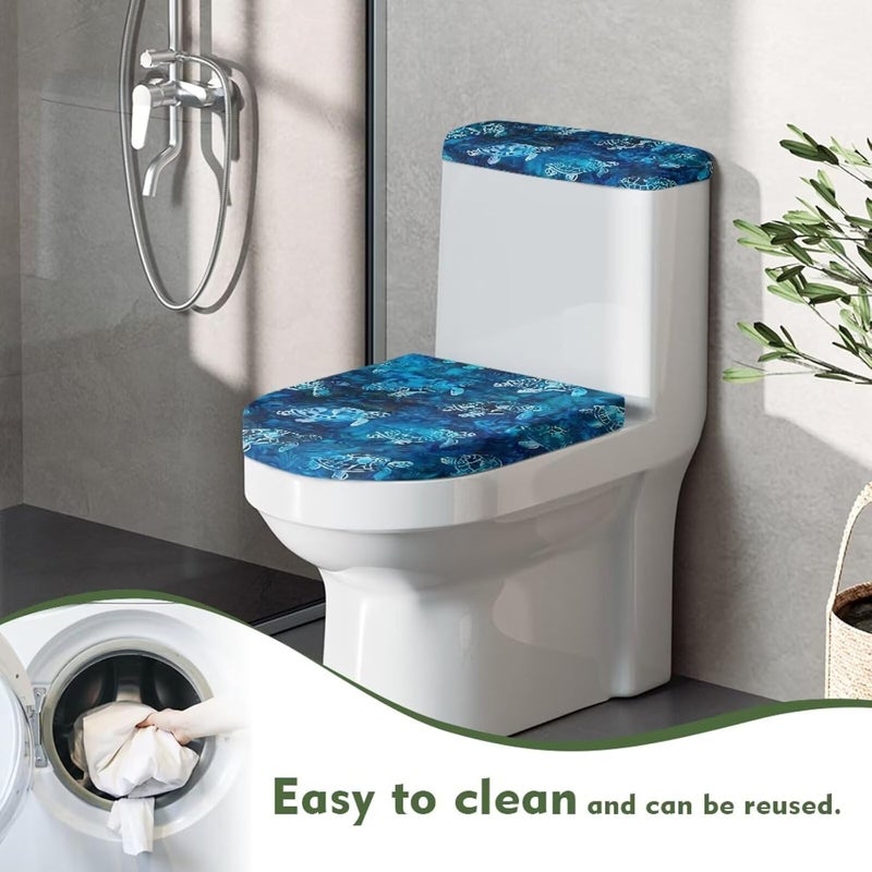 Flashideas Turtle Toilet Lid Cover and Toilet Tank Cover 2Pcs Toilet Seat Cover and Tank Lid Covers Stretch Toilet Covers Set for Bathroom Fits Most Toilet Tanks & Lids - Image 4